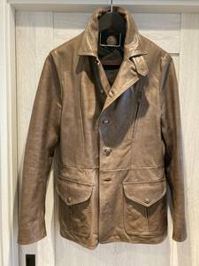 * regular price 20 ten thousand Italy made NEIL BARRETT Factory SANTACROCE sun ta Claw che leather car coat Rider's coverall italy 50