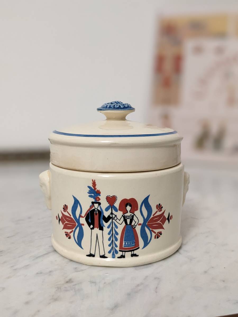 フランス アンティーク 陶器 アリュメット 缶 サルグミンヌ マッチ入れ 