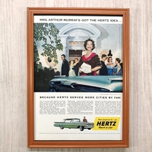 ■即決◆1959年(昭和34年) HERTZ ハーツ レンタカー/シボレー インパラ【B4-2809】アメリカ ビンテージ雑誌広告【B4額装品】当時物★同梱可_画像1