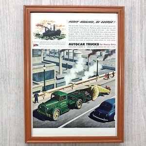 ■即決◆1945年(昭和20年) AUTOCAR TRUCKS トラック トレーラー 戦時中【B4-2704】アメリカ ビンテージ雑誌広告【B4額装品】当時物★同梱可