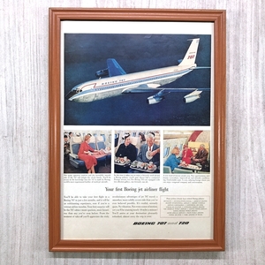 ■即決◆1958年(昭和33年) BOEING ボーイング 707 旅客機 JETライナー【B4-4059】アメリカ ビンテージ雑誌広告【B4額装品】当時物 ★同梱可