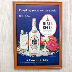 ■即決◆1947年(昭和22年) DIXIE BELLE GIN デキシーベル ジン【B4-6423】アメリカ ビンテージ雑誌広告【B4額装品】当時物/本物 ★同梱可