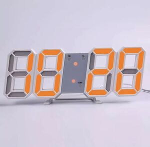 LED デジタル時計 壁掛け時計 置き時計 壁掛け 置時計 CLOCK 時計 アラーム インテリア オレンジ 252