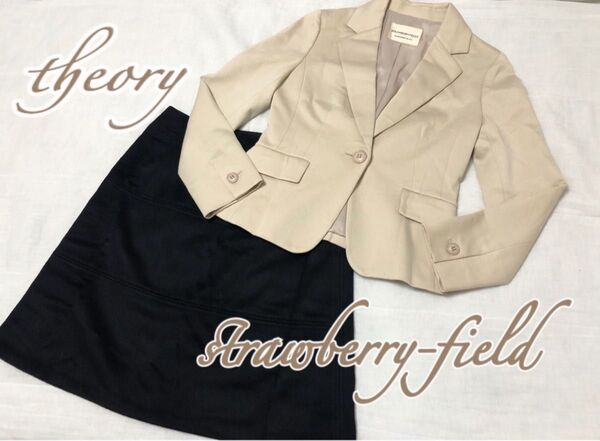 (69)STRAWBERRY-FIELDS×theoryベージュスカートスーツ