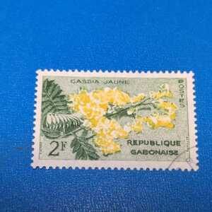 gabon flower stamp 2 franc 1 kind stamp . seal equipped 