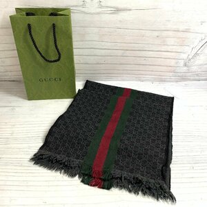 f001 H Gucci GG柄 マフラー モノグラム ストライプ ストール シェリーライン グッチ ショール スカーフ