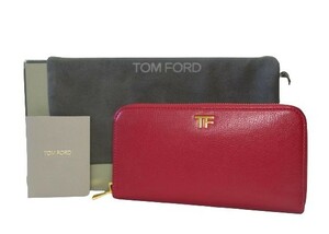 美品☆TOM FORD トムフォード TFロゴ G金具 ラウンドファスナー 長財布