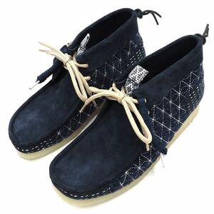 B04240 新品 22AW CLARKS ORIGINALS/ワラビー ブーツ 【サイズ：UK7.5】 NAVY SASHIKO 刺子 Wallabee Boot クラークス 