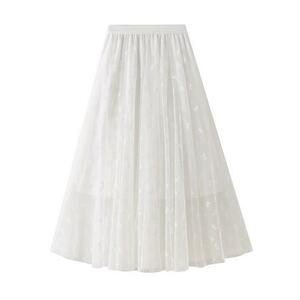  длинная юбка женский chu-ru юбка талия резина белый elegant 