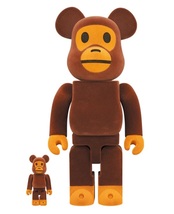 【新品即納】BE@RBRICK BABY MILO(R) Flocky Ver. 100％ & 400％ ベアブリック メディコムトイ MEDICOM TOY BAPE_画像1