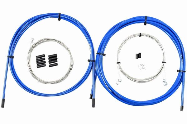 MTB/ROAD両用 SUS ワイヤアウターセット ステンレス ワイヤ付 ブルー