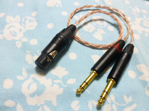 XLR コネクタ 4ピン (メス) → 6.3mm ×2 変換ケーブル MOGAMI 2944 八芯ブレイド編 40cm NP3X-B 高品質ver 延長可 TEAC UD-503 ADI-2 Pro