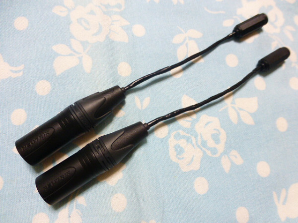 PHA-3 (3.5mm×2) → XLR コネクタ 3ピン×2 変換ケーブル　MOGAMI 2944 10cm 2本セット MUC-B20BL1 等へ (カスタム対応可能)