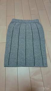 [5][ new goods unused ] EGOISYT Egoist knee height knitted skirt gray stripe pattern bottoms lady's 