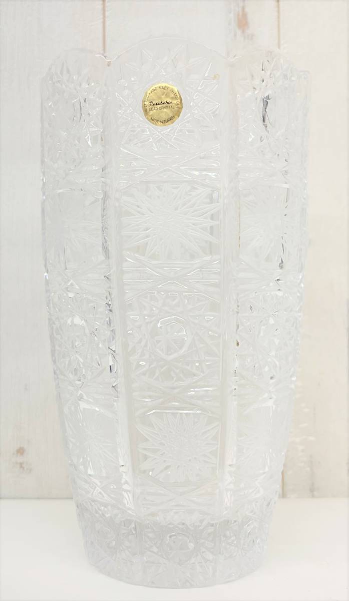 مزهرية مصنوعة يدويًا من الزجاج والكريستال التركي من Pasabahce مزهرية زهرة قاعدة زهور مصنوعات زجاجية * ريترو داخلي, حرفة, زجاج, حرفة الزجاج