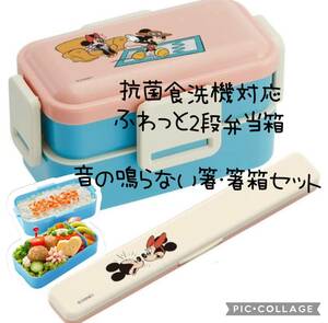 new goods Skater Disney anti-bacterial dishwasher correspondence 2 step lunch box chopsticks * chopsticks box set 
