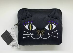 ANNA SUI アナスイ 小花フリルエコバッグ＜ネコ刺繍ケース付＞ （ブラック） ネコ　猫　ねこ新品未使用品