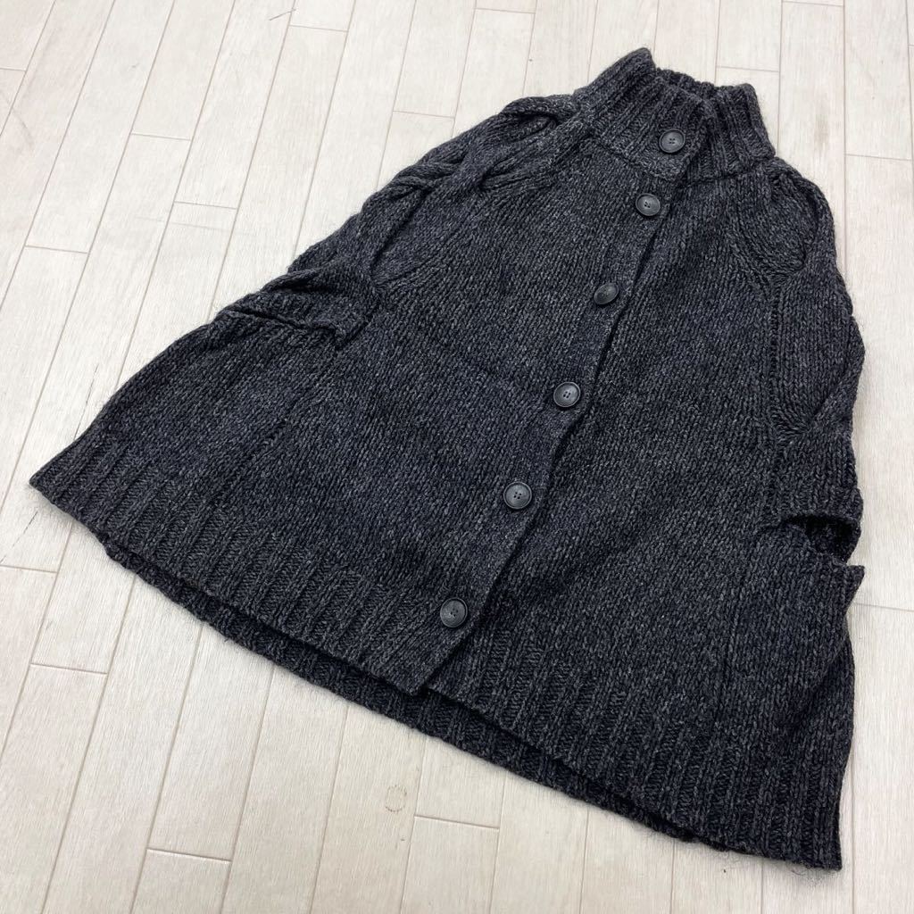 Y´s ニットポンチョ ブラック-