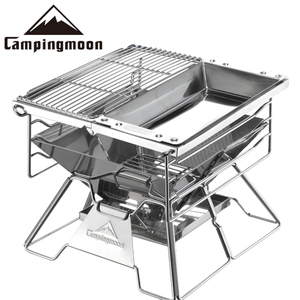 ★CAMPING MOON★CHARCOAL FIRE GILL★鉄板1点　網3点 BAG付★BBQコンロ★送料無料★キャンピングムーン★収納バッグ付★BBQグリル★４