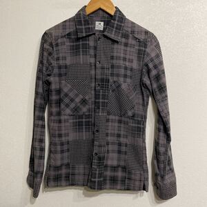 SASQUATCHfabrix.(サスクワッチファブリックス) バック刺繍LSチェックシャツ カラー:チャコールグレー系 表示サイズ:M MADE IN JAPAN