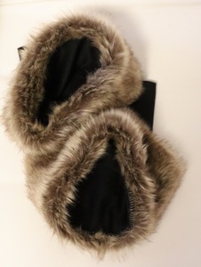  warm! sleeve previously to attach only! super-beauty goods!.... fake fur cuffs arm warmer Brown lady's for adult 