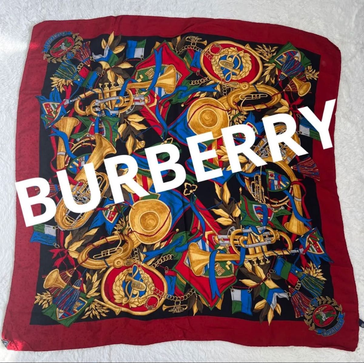 バーバリー BURBERRY 大判 スカーフ ロゴ イラスト フォト 商品