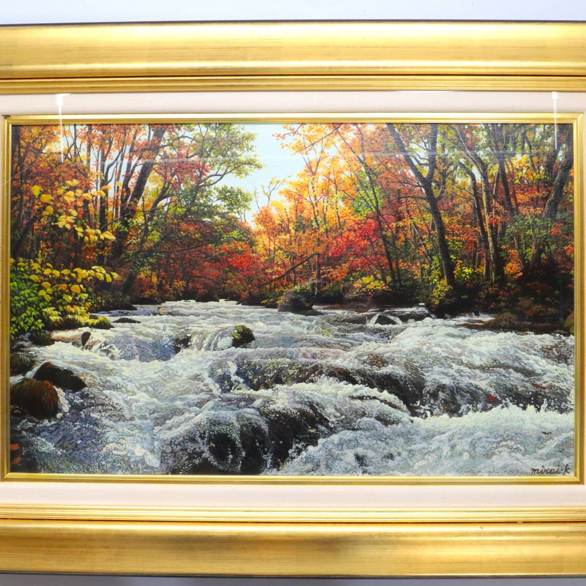 ◆◇ [Authenticité garantie] Mirai Kawashima en compétition pour la luxure - Peinture à l'huile Oirase n° 10 2008 Ruisseau de montagne Paysage d'automne Peinture de paysage réaliste ■ Peinture manuscrite encadrée◇◆, peinture, peinture à l'huile, Nature, Peinture de paysage