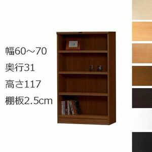 本棚・書棚　オーダーメイド　幅60～70　奥行き31（レギュラー）　高さ117ｃｍ(棚板2.5cm厚タフ）