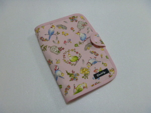  postage included! parakeet pattern B. medicine notebook & examination ticket case pink passbook case repeated .