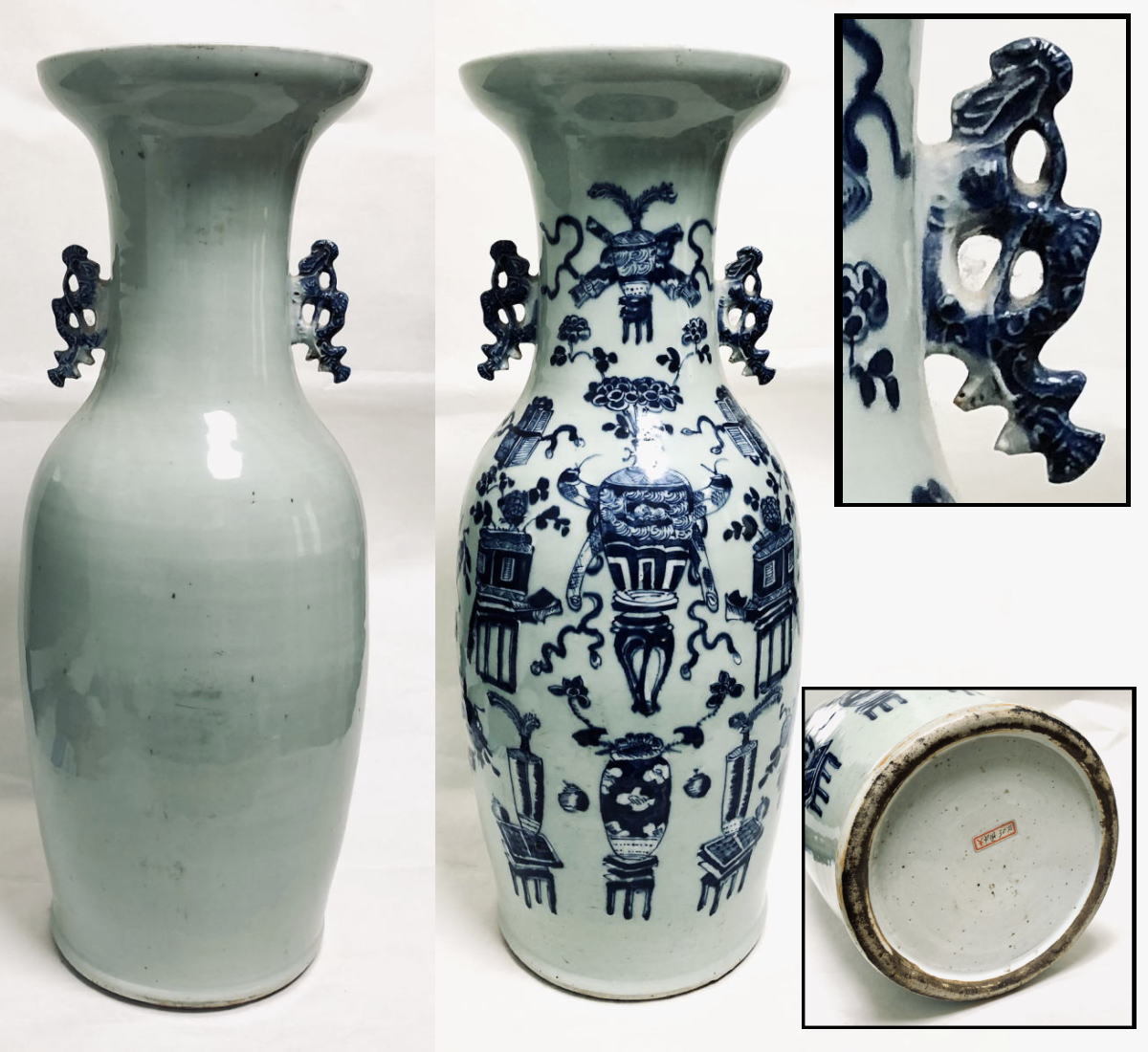 1557H.2 多宝閣 中国磁器 中国骨董【民国粉彩蒔絵博古文字尊】工芸品 ...
