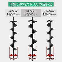 （Φ60＋Φ80＋Φ100)mm 3本セット穴掘り機 エンジンオーガー用 替えドリル エンジンオーガー 替えドリル ガーデニング 穴掘り【送料無料】_画像2