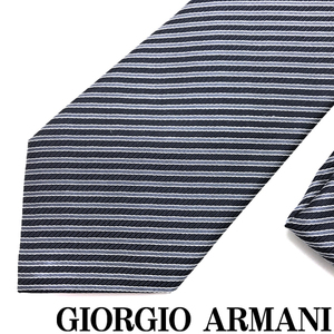 GIORGIO ARMANI ネクタイ ジョルジオアルマーニ ブランド シルク ストライプ ブラック 【剣先幅:8cm】 360054-906-00020