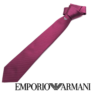 EMPORIO ARMANI ネクタイ エンポリオアルマーニ ブランド シルク ストライプ フクシアピンク 【剣先幅：7.5cm】 340275-624-00073