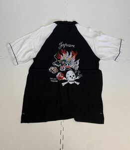★Traditional Japanese　スカシャツ スカジャン 刺繍 レーヨン オープンカラーシャツ