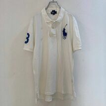 ◆お洒落な逸品◆Polo by Ralph Lauren/ポロ ラルフローレン 半袖 ポロシャツ 刺 ホワイト 白 メンズ L ON3459_画像1