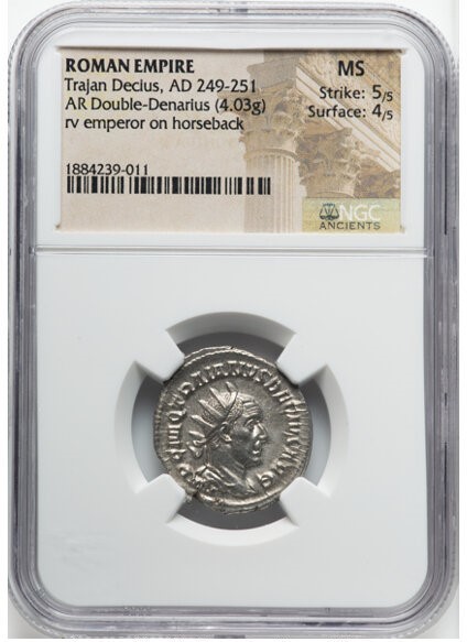 ローマ帝国ローマ市造幣所 デナリウス銀貨 209〜211年 ゲタ帝 NGC XF 