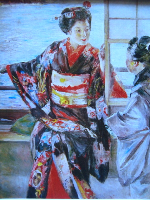 Kuroda Seiki, [Maiko], Libros de arte antiguos y raros., Nuevo marco de alta calidad incluido., En buena condición, envío gratis, Pinturas, Retrato de una mujer hermosa, Cuadro, Pintura al óleo, Retratos