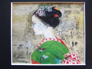内田あぐり、【舞妓】、希少な画集より、新品高級額・額装付、状態良好、送料無料、絵画 日本画 日本の画家、人物画