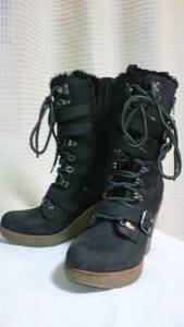 OroNero Wedge sole black short boots 38 thickness bottom 