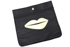 V new goods VHOUSE OF CASES house ob Kei z lip leather clutch bag V Gold lip V