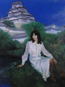 Art hand Auction Matsui Tokuo, Reminiscencia del castillo de Himeji, De una rara colección de arte enmarcado., Nuevo con marco de alta calidad., En buena condición, envío gratis, Cuadro, Pintura al óleo, Retratos