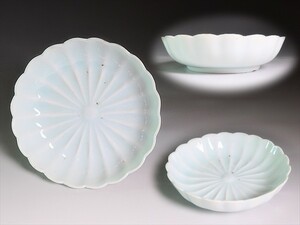 *. heart * AOz-C432 old Imari white porcelain . plate . plate 