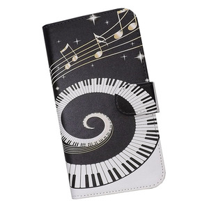 Galaxy A52 5G SC-53B　スマホケース 手帳型 プリントケース ピアノ 音符 鍵盤 音楽