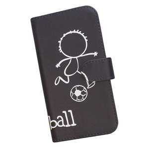 Galaxy A52 5G SC-53B　スマホケース 手帳型 フットボール サッカー 蹴球 スポーツ モノトーン 棒人間 ブラック