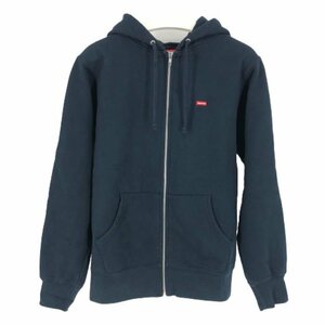 シュプリーム Supreme Small Box Logo Zip Up Hoodie スモールボックスロゴ ジップアップパーカー 裏起毛 綿100％ Mサイズ ネイビー