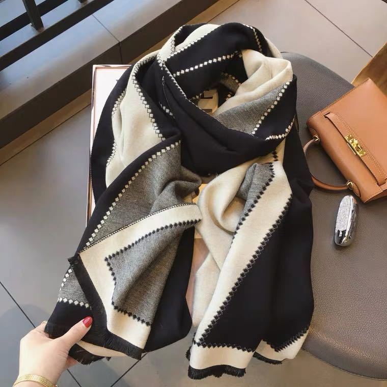 新品 4万 18AW kudos クードス 大判 マフラー ストール ネイビー