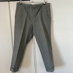 USED ジーユー GU オックスフォード トラウザーズ スラックス パンツ GREY グレー サイズXL クロップド アンクル丈