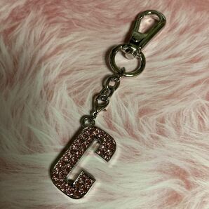 laloloスワロフスキークリスタルキーリングCピンク キーホルダー キーチェーン