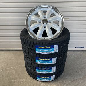 ララパームCUP2◆グッドイヤーアイスナビ7◆155/65R14◆スタッドレス◆NBOXタントムーヴミラスペーシアギアワゴンRラパン　パールホワイト