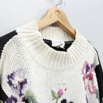 USA VINTAGE boaz FLOWER PATTERNED RAMIE COTTON DESIGN KNIT/アメリカ古着花柄ラミーコットンデザインニット_画像7